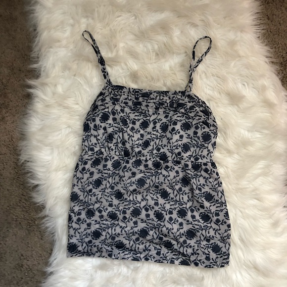 Loft Silky Babydoll Blue Floral Tank Top - Picture 3 of 7
